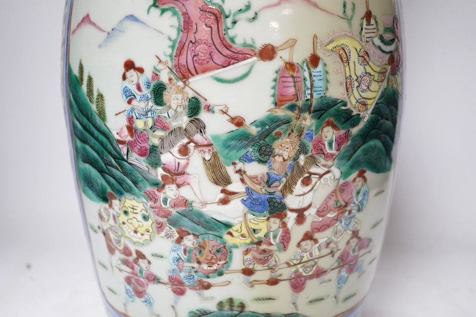 A large 19th-century Chinese famille rose baluster vase, 46cm high. Condition - section of rim lacking otherwise fair